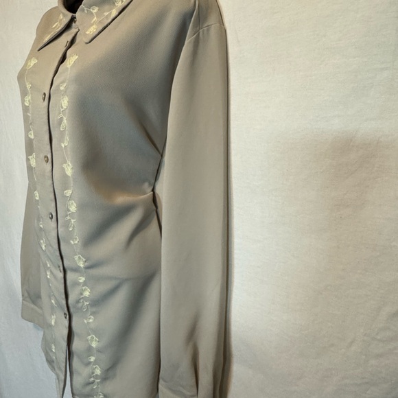 A-101 Susan Hutton PLUS‎ SIZE 22W Light Tan Long Sleeve Embroidered Blouse - Picture 7 of 15